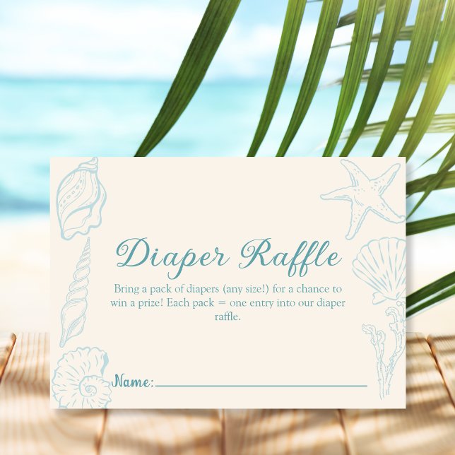  Seashell Beach Diaper Raffle Baby Shower  Enclosure Card (Creator Uploaded)