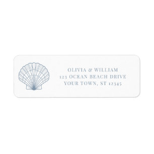 Seashell Beach Dusty Blue Wedding Return Address Label