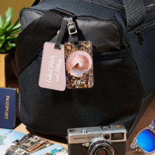 Seashell Beach Holiday Photo Personalised Luggage Tag