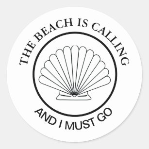 Seashell Beach is Calling Custom Classic Round Sticker