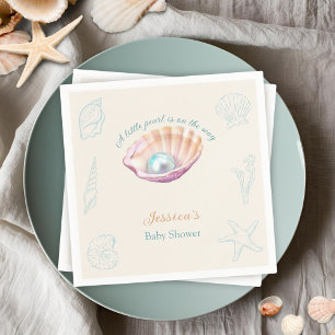  Seashell Beach Little Pearl Baby Shower  Napkin