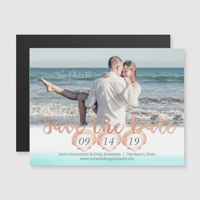 Seashell Beach Magnetic Save the Date Magnetic Invitation (Front/Back)