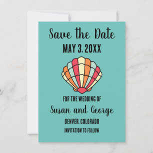 Seashell Beach Nautical  Save the Date Invitation