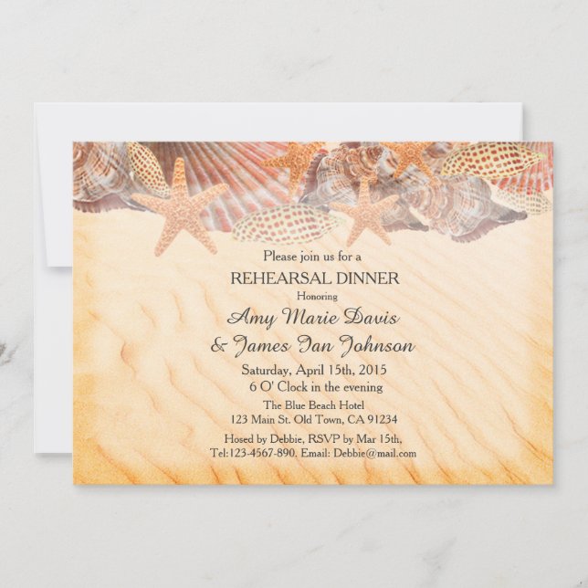 Seashell beach rehearsal dinner invite seashell5 (Front)