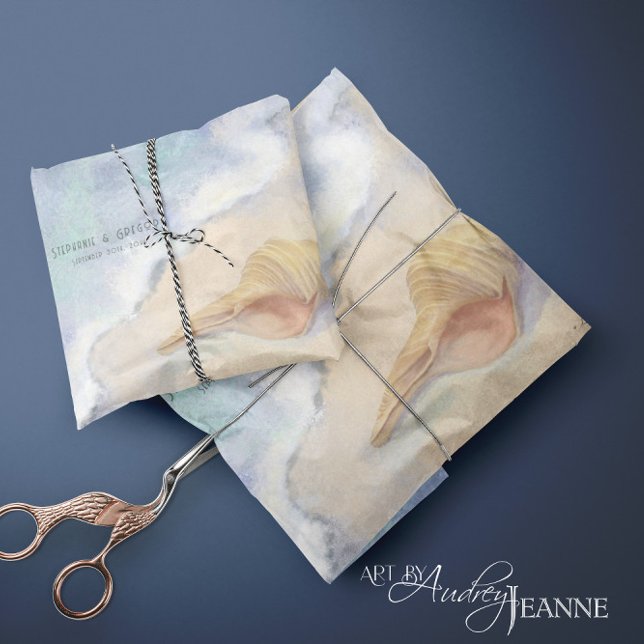 Seashell Beach Sea Wave Sand Blue White  Decoupage Tissue Paper (Creator Uploaded)