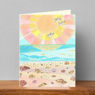 Seashell Beach Sunrise Blank Card