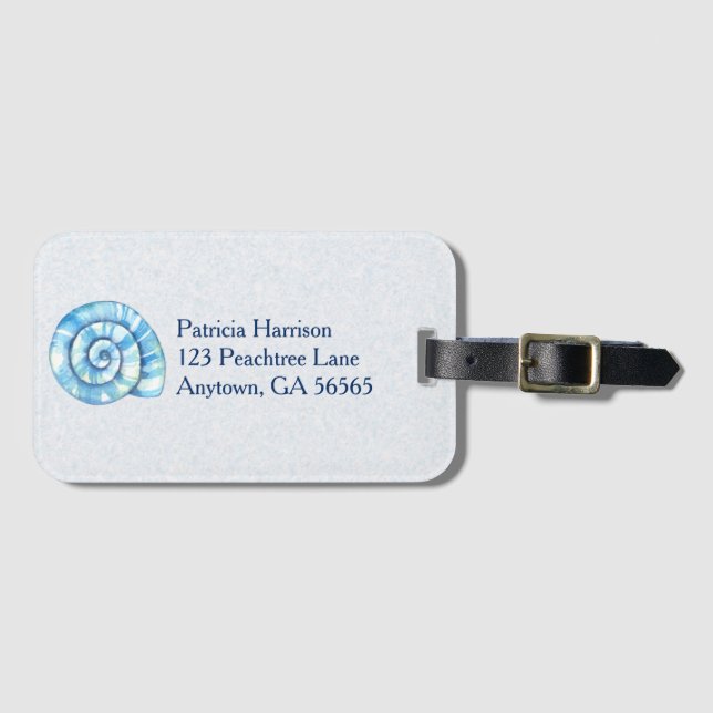 Seashell Beach Vacation Customisable Luggage Tag (Front Horizontal)