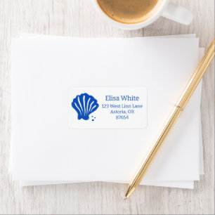 Seashell Beach Wedding Blue White CUSTOM  Label