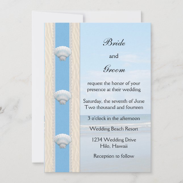 Seashell Beach Wedding Invitation (Front)