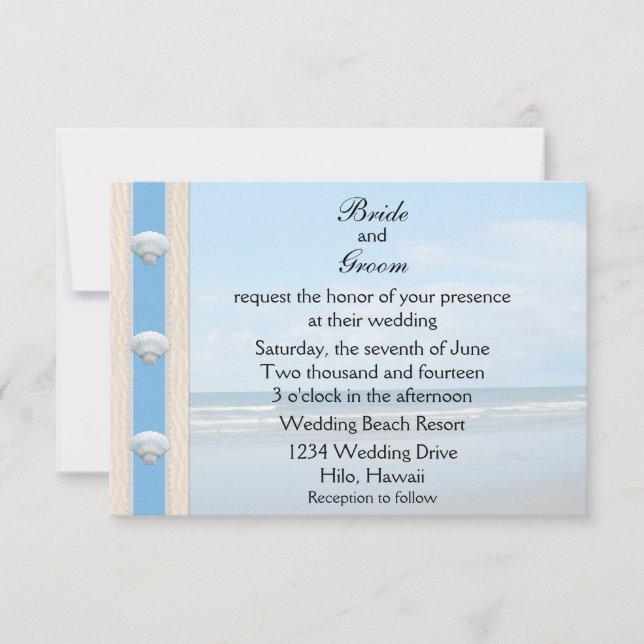 Seashell Beach Wedding Invitation (Front)