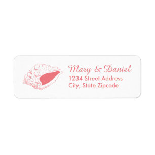 Seashell Beach Wedding Return Address Label (pink)