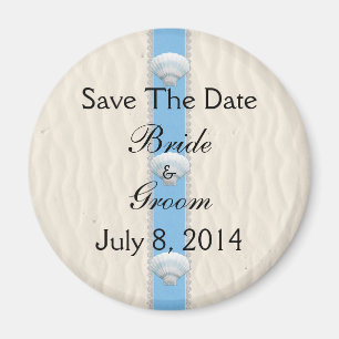 Seashell Beach Wedding Save The Date Magnet