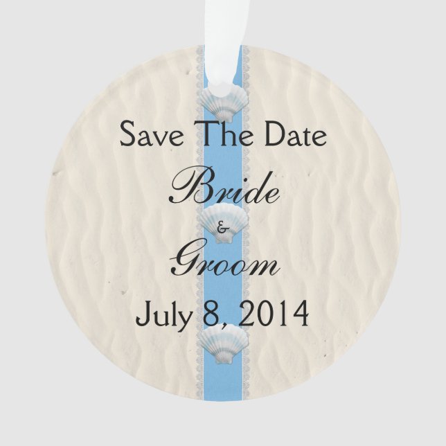 Seashell Beach Wedding Save The Date Ornament (Front)