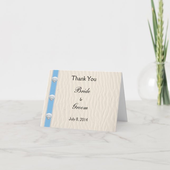 Seashell Beach Wedding Thank You Card (Front)