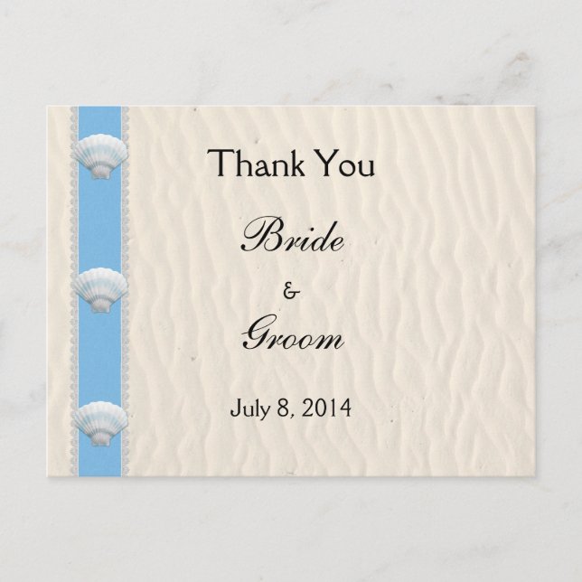 Seashell Beach Wedding Thank You Postcard (Front)
