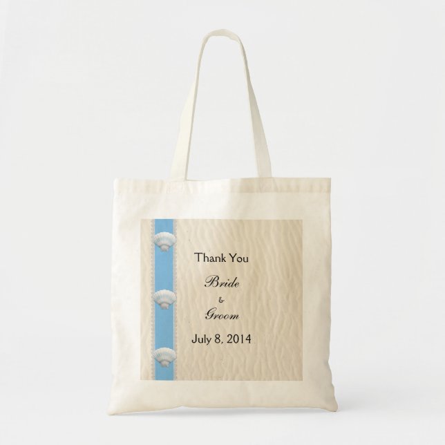 Seashell Beach Wedding Thank You Tote Bag (Front)