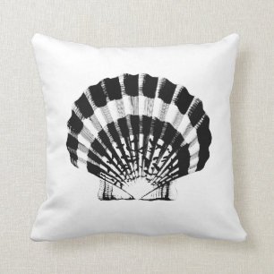 Seashell - black and white cushion