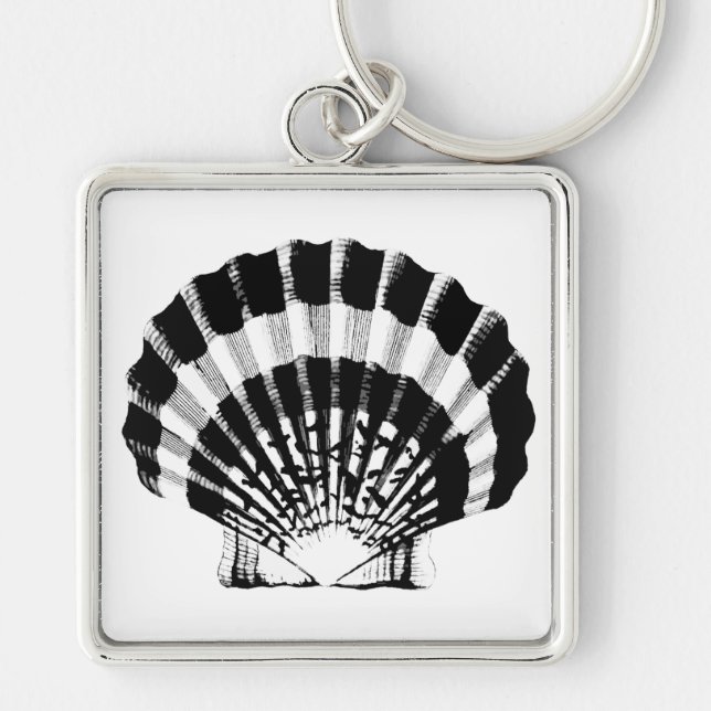 Seashell - black and white key ring (Front)