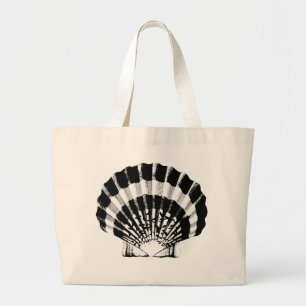 Seashell - black and white large tote bag
