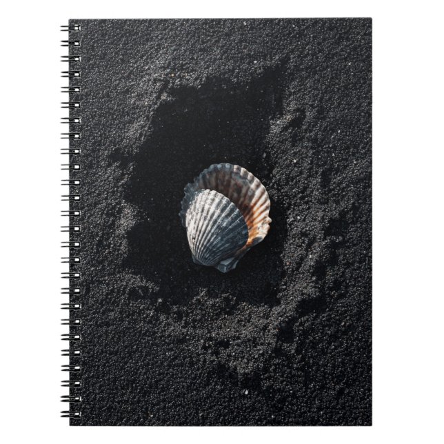 Seashell Black Sand Beach Notebook (Front)