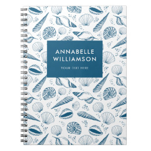 Seashell Blue and White beach Notebook