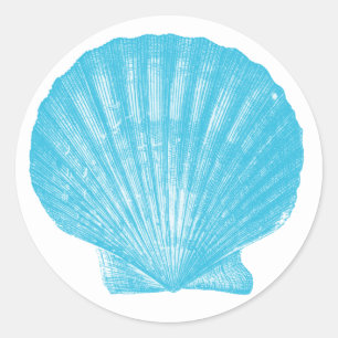Seashell Blue Shell Wedding Sea Shell Scallop Classic Round Sticker