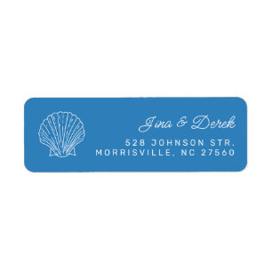Seashell Blue Wedding Return Address Label