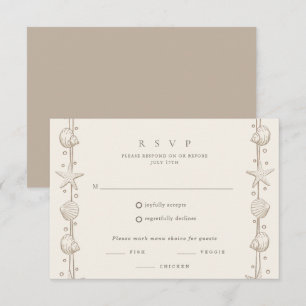 Seashell Border Beach Wedding RSVP Card