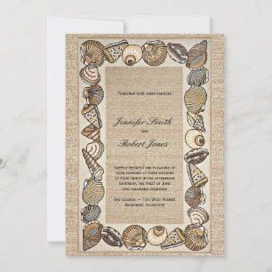 Seashell Border Weave Wedding Invitation