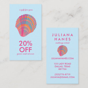 Seashell Chic Minimalist Beachy Colorful Discount Card