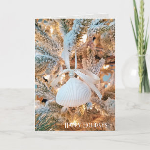 Seashell Christmas ornament on tree Card