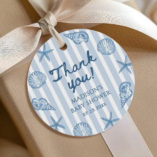Seashell Coastal Beach Baby Shower Thank You Favour Tags