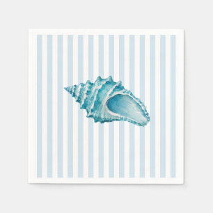 Seashell Coastal Conch Shell Nautical Stripe Napkin