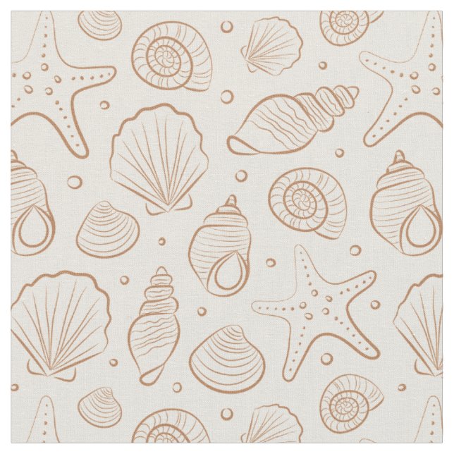 Seashell Coastal Nautical Boho Beach Neutral Cream Fabric (Close Up)