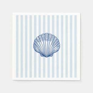 Seashell Coastal Painting Nautical Stripe  Napkin