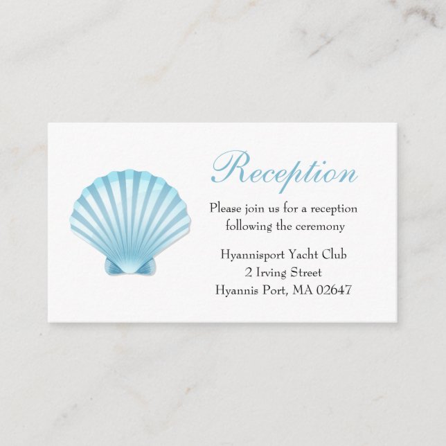 Seashell Coastal Romantic Summer Wedding Reception Enclosure Card (Front)
