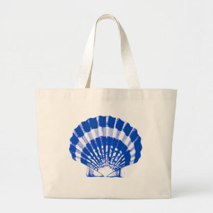 Seashell - cobalt blue and white large tote bag