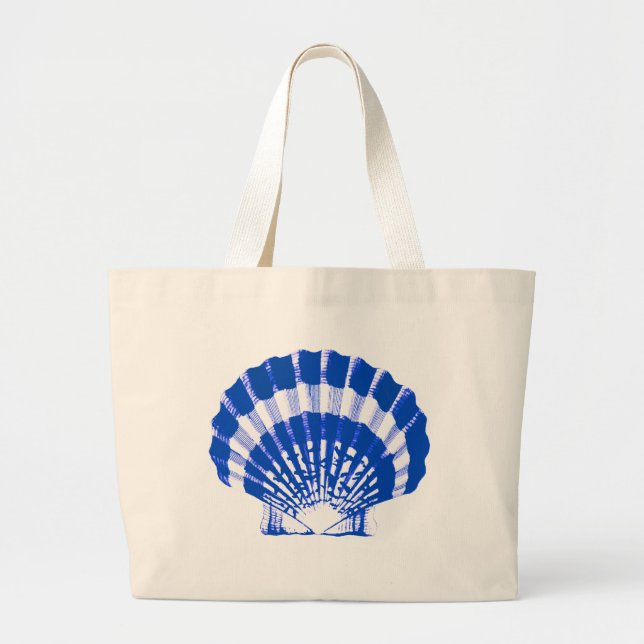 Seashell - cobalt blue and white large tote bag (Front)