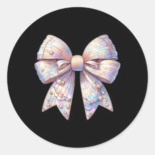 Seashell Coquette Bow Beach Summer Coastal Shell Classic Round Sticker