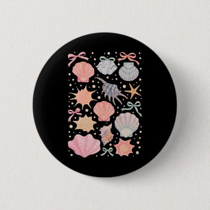 Seashell Coquette Bow Beach Summer Vacation Family 6 Cm Round Badge