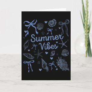Seashell Coquette Bow Beach Summer Vibes Vacation  Card