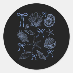 Seashell Coquette Bow Hawaii Beach Summer Vacation Classic Round Sticker