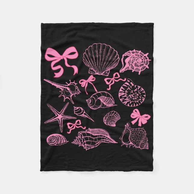 Seashell Coquette Bow Hawaii Beach Summer Vacation Fleece Blanket (Front)