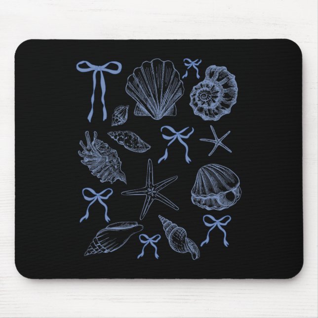 Seashell Coquette Bow Hawaii Beach Summer Vacation Mouse Pad (Front)