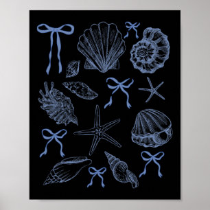 Seashell Coquette Bow Hawaii Beach Summer Vacation Poster