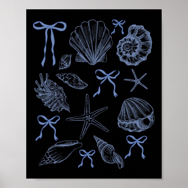 Seashell Coquette Bow Hawaii Beach Summer Vacation Poster (Front)