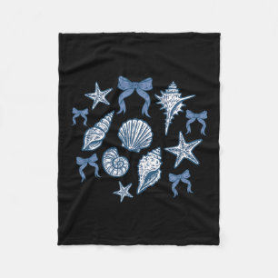 Seashell Coquette Bow Summer Hawaii Beach Vacation Fleece Blanket