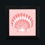 Seashell - coral pink and white gift box<br><div class="desc">Digitally enhanced,  mixed media vintage illustration of a scallop shell - soft coral pink with white</div>