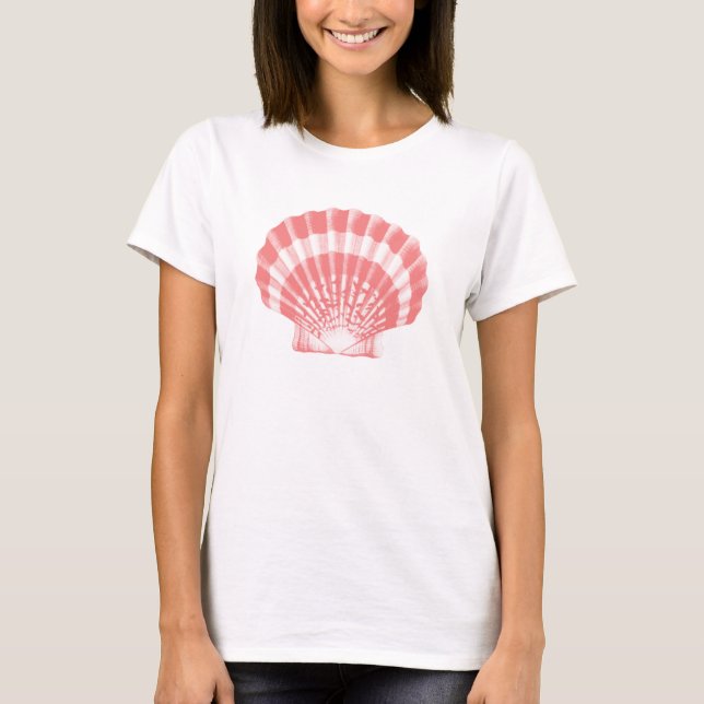 Seashell - coral pink and white T-Shirt (Front)