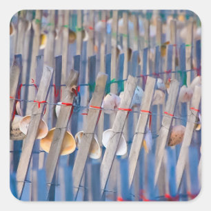 Seashell decorated Dune Fence Square Sticker